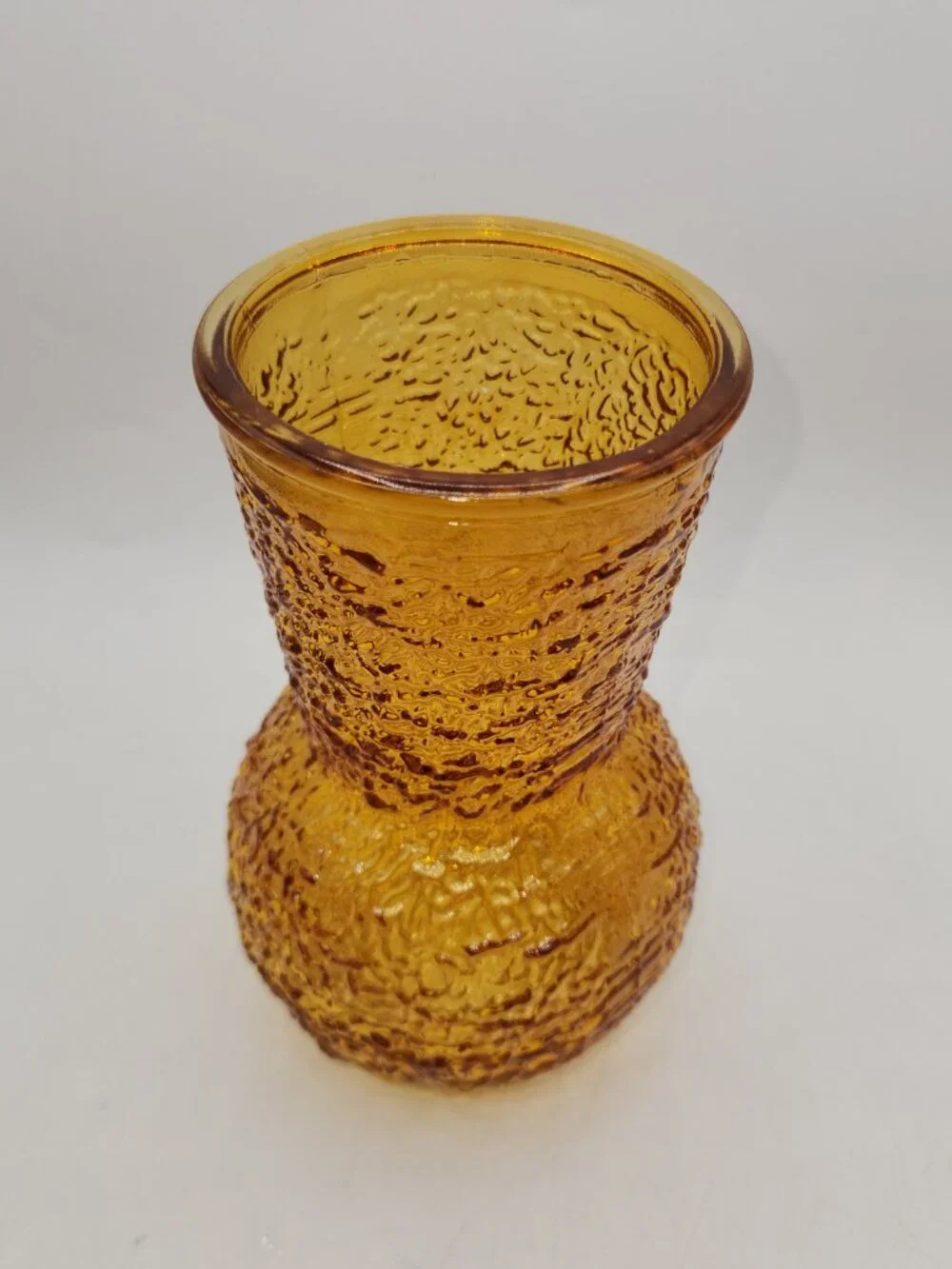 Vintage Style Amber Glass Vase with Crinkle Texture 7